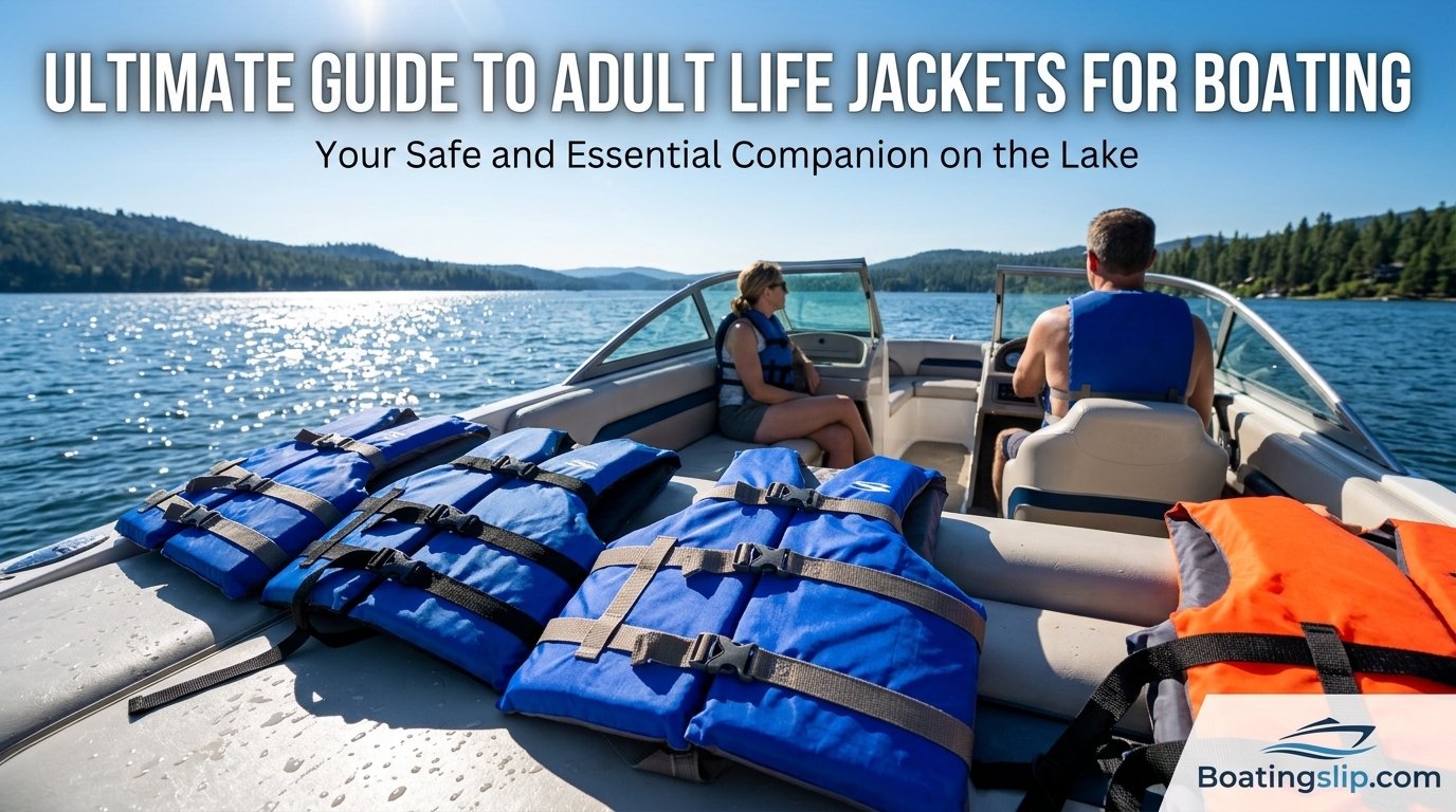 Adult life jackets for boating on a sunny lake